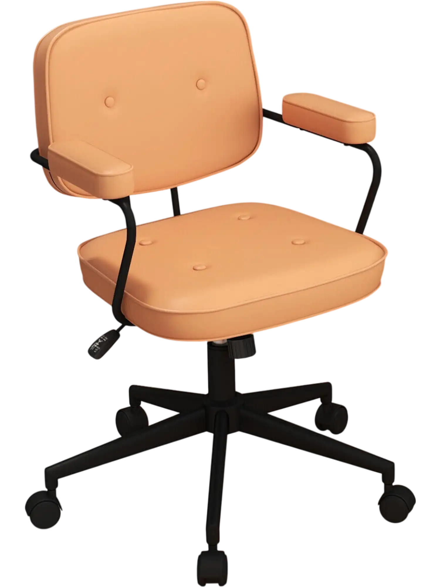 Costway PU Leather Office Chair Rocking Backrest Ergonomic Armrest Orange 03758641 New
