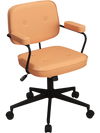 Orange PU leather office chair with ergonomic armrests and adjustable height, perfect for home or office use.