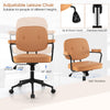 Adjustable PU leather office chair in orange with ergonomic armrests, rocking backrest, and 360° swivel for versatile.