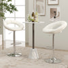 Height Adjustable Bar Stools Set of 2 with Hollow Back and Footrest-White - Gallery View 1 of 8