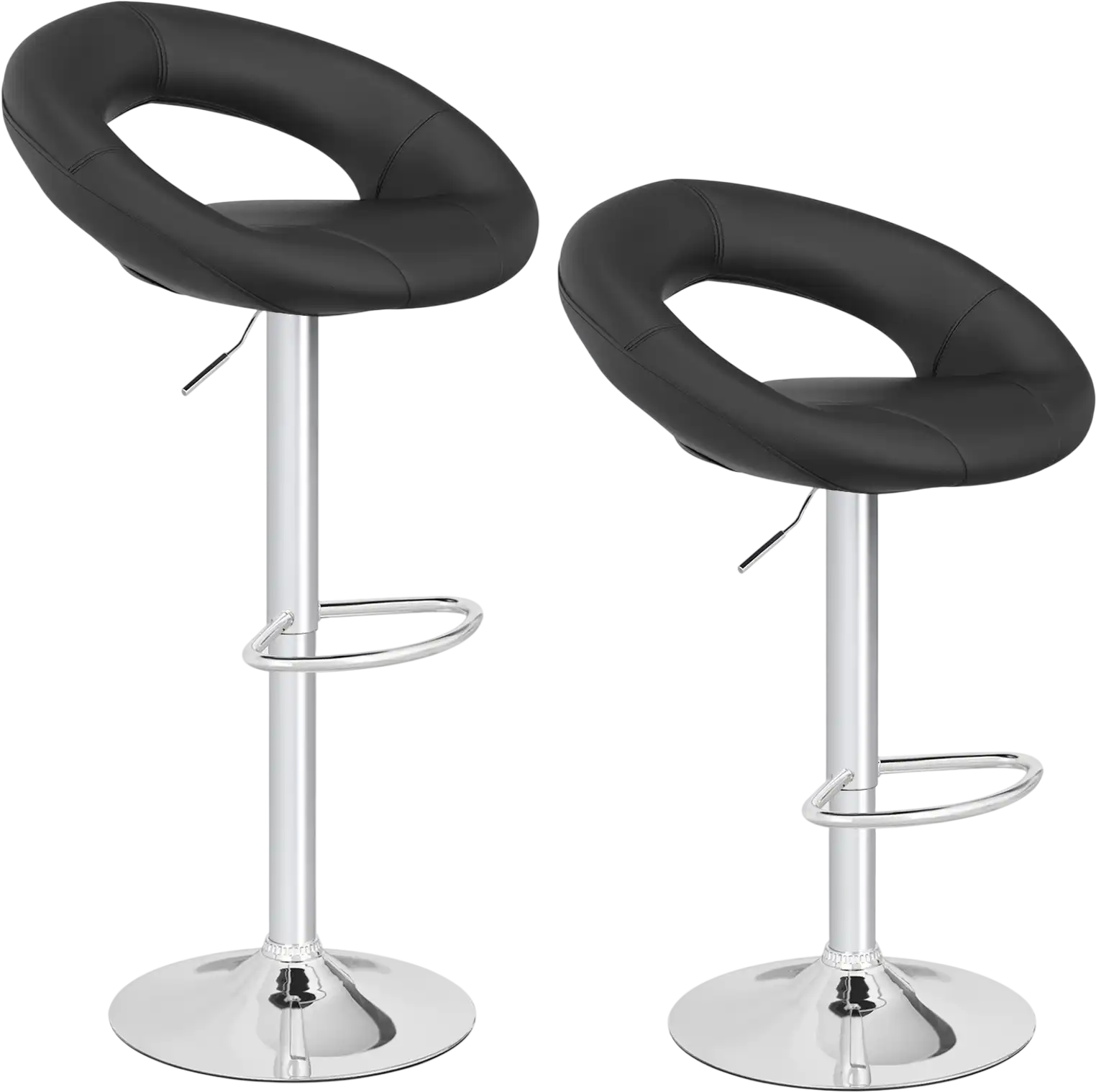 Costway Height Adjustable Bar Stools Set of 2 Hollow Back Footrest 79453086 New