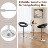 Height adjustable bar stools set of 2 in black with hollow back, footrest, and stable electroplated metal base.