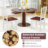 White PU leather upholstered dining chairs set of 2 with high backrest and solid rubber wood frame for kitchen or.