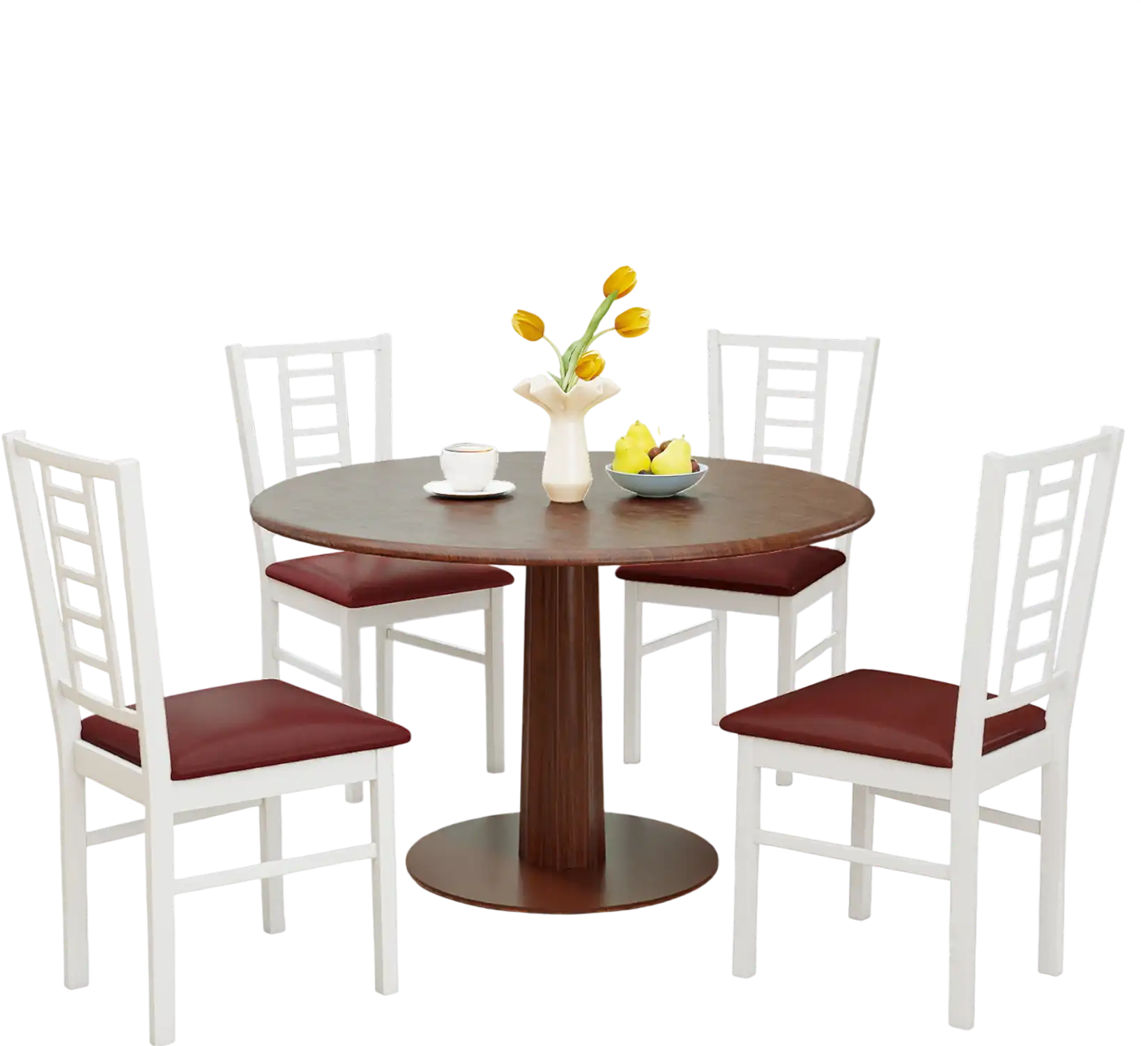 Costway PU Leather Upholstered Wood Dining Chairs Set of 4 White 49080606 New