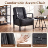Black PU leather upholstered armchair with padded seat and ergonomic design, ideal for living rooms and offices.