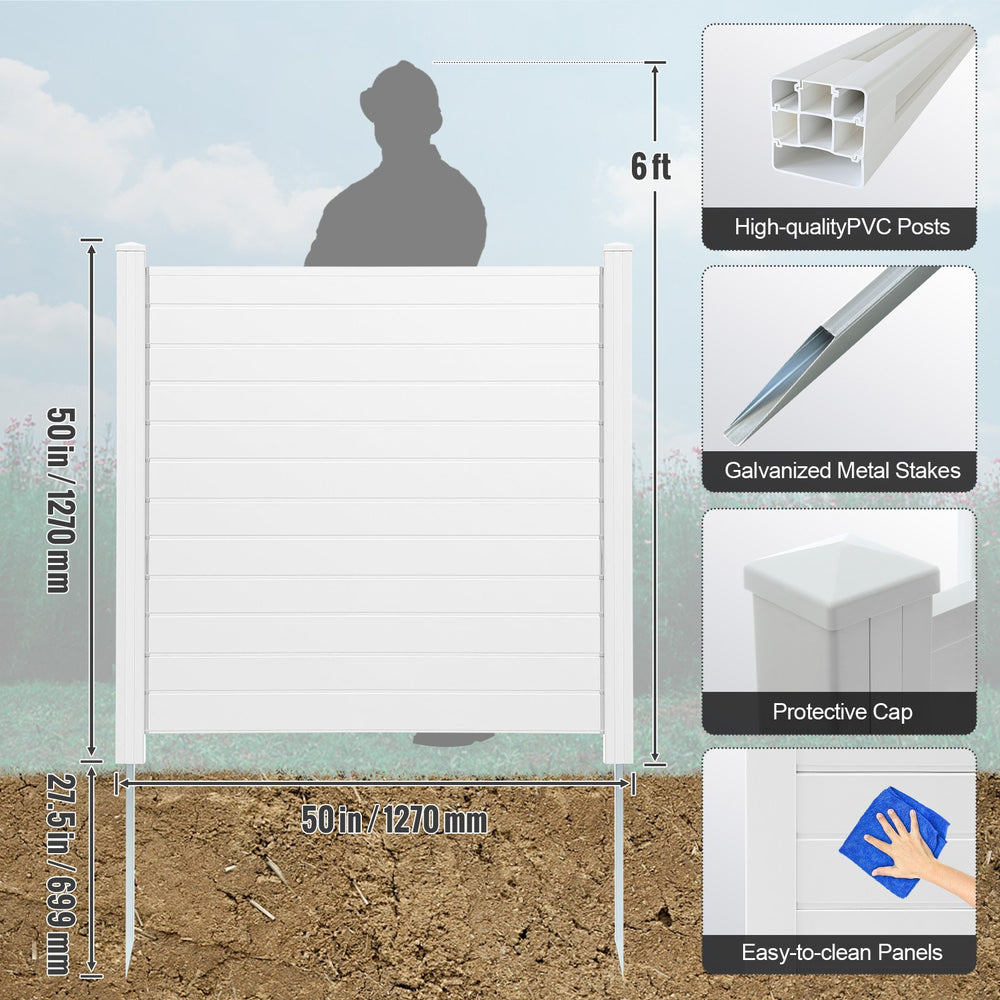 Vevor Outdoor Privacy Screens 50" x 50" Horizontal Vinyl Fence 4-Panel Enclosure New