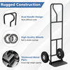 P-handle hand truck with foldable load plate, heavy-duty metal construction, and double bearing wheels for easy.