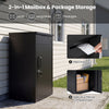 2-in-1 package delivery box in black with lockable door and anti-theft board, ideal for secure outdoor mail and parcel.