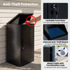 Lockable black package delivery box with anti-theft board, designed for secure outdoor storage and easy retrieval.