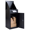 Black package delivery box featuring spacious interior and anti-theft board, designed for secure outdoor parcel.