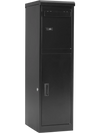 Lockable black package delivery box with separate compartments and mail slot, ideal for outdoor use and theft.