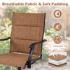 Light brown padded patio swivel chair showcasing breathable fabric and soft padding, perfect for outdoor dining comfort.