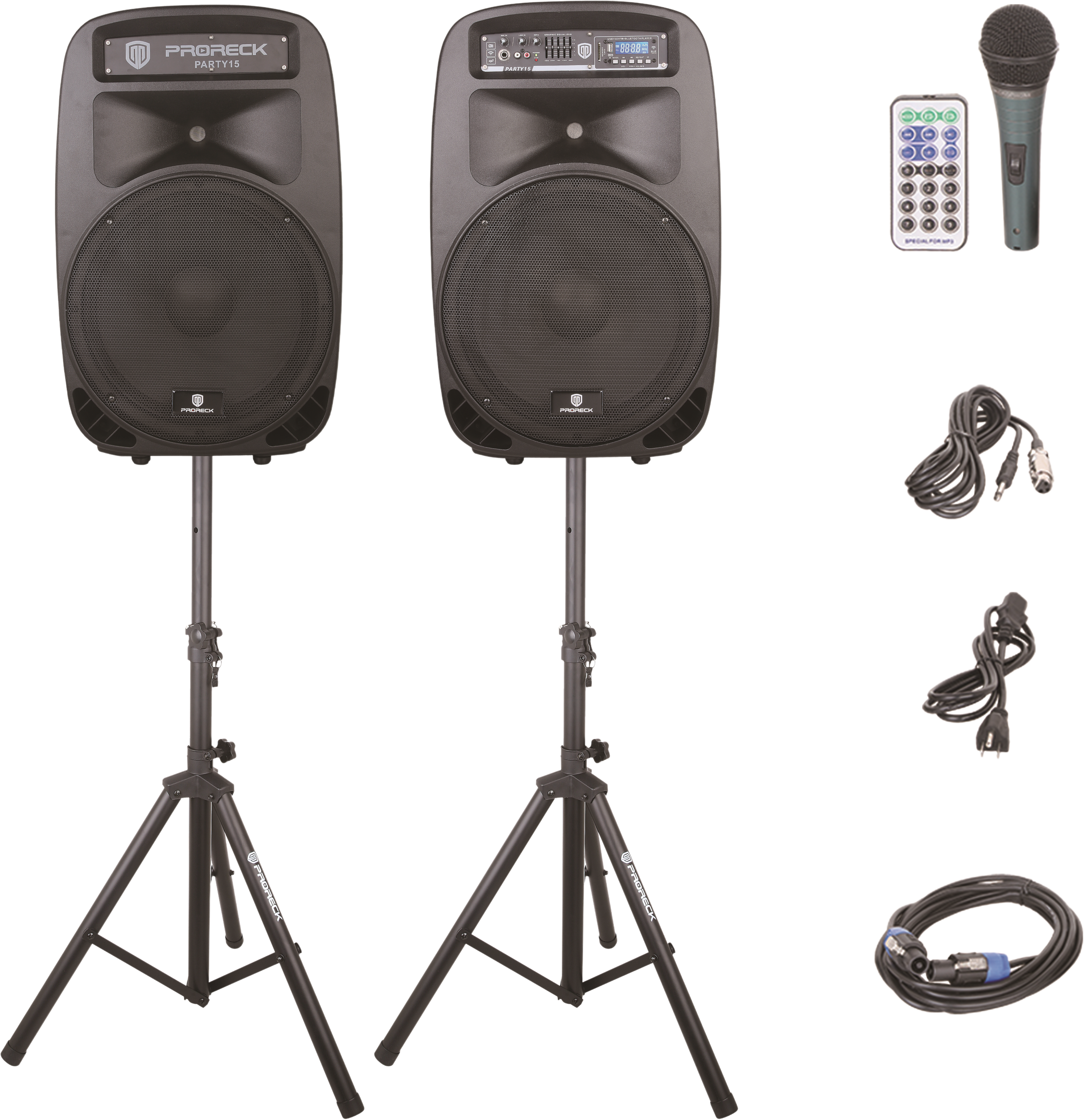 Proreck PARTY-15 PA Speaker System 2000W 2-Way Combo Speakers and 15