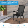 Black outdoor patio folding chair with ergonomic armrests, lightweight design, and weather-resistant fabric for.