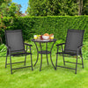 Set of 2 black outdoor patio folding chairs with ergonomic armrests, perfect for indoor and outdoor use.