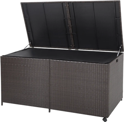 Costway 175-Gallon Outdoor Storage Deck Box w/ Wheels & Zippered Liner 97451236 New