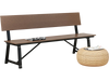 Extra long 72-inch brown bench with HDPE seat and back, perfect for outdoor gardens and porches, supports up to 1100.
