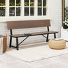 72 Inch Extra Long Bench with All-Weather HDPE Seat & Back for Yard Garden Porch-Brown - Gallery View 1 of 9