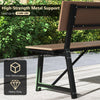 Heavy-duty metal frame of the 72-inch extra long bench with brown HDPE seat, supporting up to 1100 lbs for outdoor use.