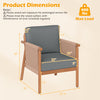 Patio acacia wood chair with woven rope armrests and gray cushions, ideal for backyard relaxation and stylish seating.
