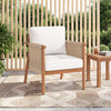 Patio Acacia Wood Chair with Woven Rope Armrests and Seat Back Cushions for Backyard-White - Gallery View 1 of 9