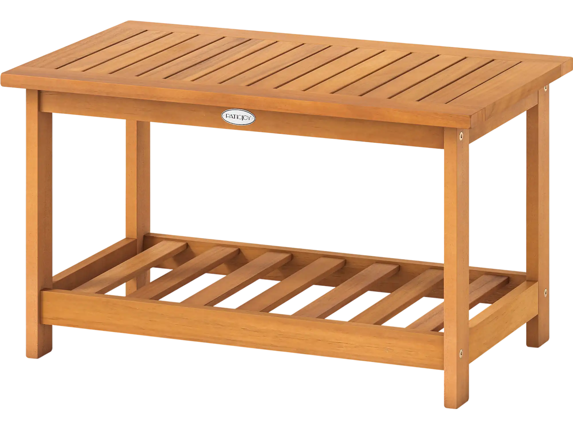 Costway Patio Acacia Wood 2-Tier Rectangular Coffee Table 11522549 New