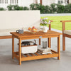 Acacia wood coffee table with 2-tier design, perfect for outdoor use, featuring a spacious top and bottom shelf.
