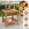 Single acacia wood side table with slatted top and sturdy storage shelf, ideal for versatile indoor or outdoor settings.
