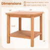 Acacia wood side table with slatted tabletop and storage shelf, perfect for patio or indoor use, 18" height.