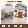 2-in-1 convertible patio acacia wood side table, designed to function as both a coffee table and upright side table.