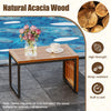 Natural acacia wood side table set of 2 features a spacious slatted tabletop, ideal for outdoor patio or garden use.