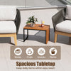 Acacia wood side table set features a spacious slatted tabletop, ideal for holding books, cups, snacks, and plants.
