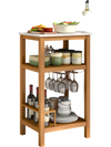 Acacia wood patio buffet cabinet showcasing a 2-row glass holder and wine storage, perfect for outdoor gatherings.