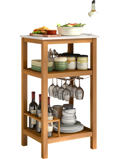 Costway Patio Acacia Wood Storage Cabinet Buffet Bar Table 73368095 New