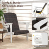 Adirondack chair with rattan padded seat, inclined backrest, and hidden cupholder, perfect for backyard relaxation.