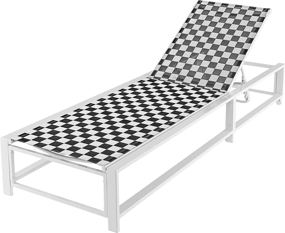 Outdoor Adjustable Patio Chaise Lounge Chair with Wheels and Sturdy Metal Frame