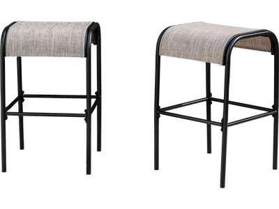 Costway Patio Metal Bar Stools Curved Fabric Seat Set of 2 46592318 New