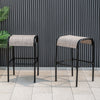Set of 2/4 Patio Metal Bar Stools with Curved Fabric Seat-Set of 2 - Gallery View 1 of 7
