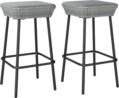 Costway Patio Bar Stools Set of 2 Rattan Seat Footrest 29.5
