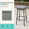 Single patio bar stool with a premium mix gray PE rattan seat and sturdy metal frame, ideal for outdoor use.