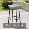 Patio bar stool with rattan seat and sturdy metal frame, supporting up to 400 lbs, ideal for outdoor use.