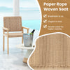 Natural wood chair with woven paper rope seat, perfect for indoor or outdoor use, providing elegant comfort and.