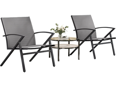 Costway Set of 2 Patio Lawn Beach Chairs Heavy Duty Metal Frame Grey 378241965 New