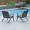 Set of 2 grey patio chairs with heavy-duty metal frame, featuring breathable fabric, ideal for outdoor relaxation by.