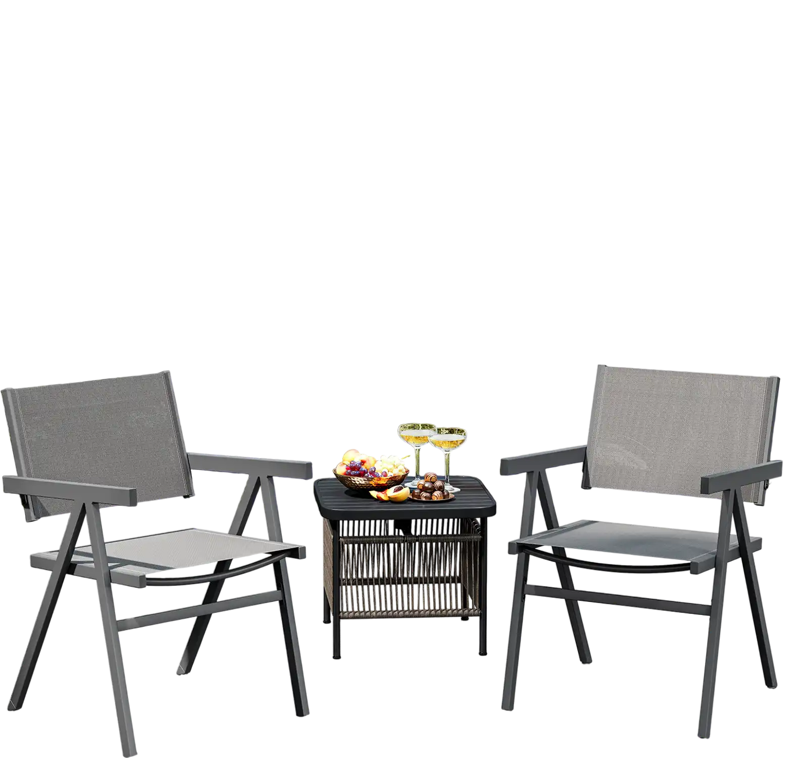 Costway Set of 2 Outdoor Patio Dining Beach Chairs Breathable Fabric 639714852 New