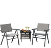 Set of 2 outdoor dining chairs with breathable fabric seats, sturdy metal frame, perfect for patios and poolsides.
