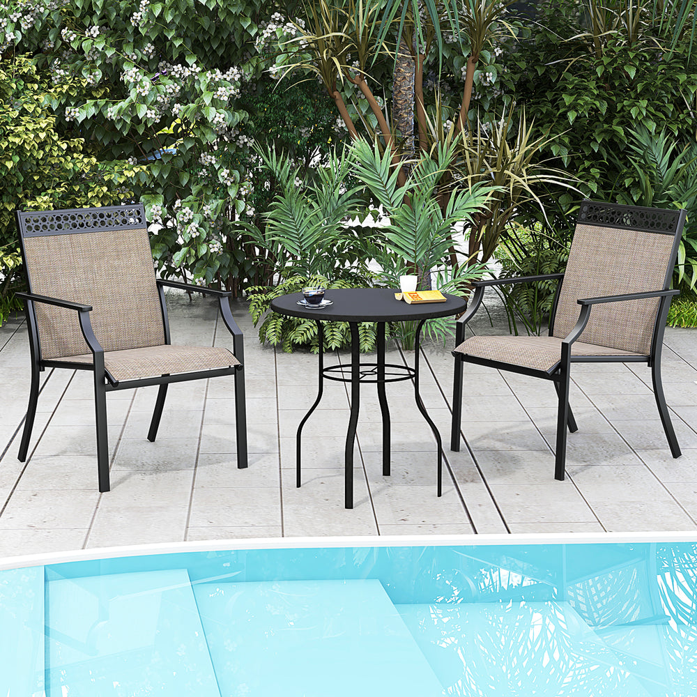 Patio Chairs Set of 2 with All Weather Breathable Fabric-Brown - Gallery View 1 of 10