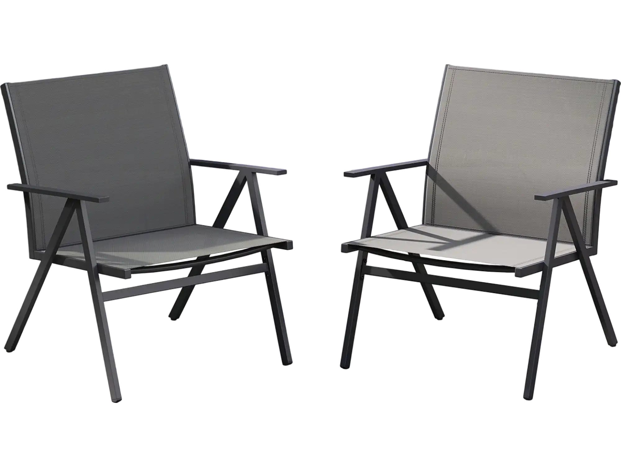 Costway Patio Chairs Set of 2 Breathable Mesh Metal Frame Gray 192463785 New