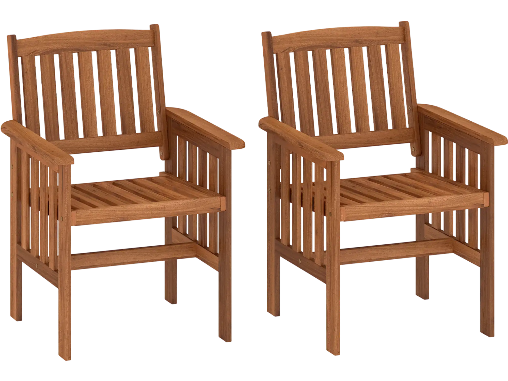 Costway Patio Dining Chairs Set of 2 Outdoor Solid Wood Slatted Seat Inclined Backrest 56213301 New