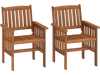 Patio Chairs Set of 2 Outdoor Solid Wood Chairs with Slatted Seat and Inclined Backrest